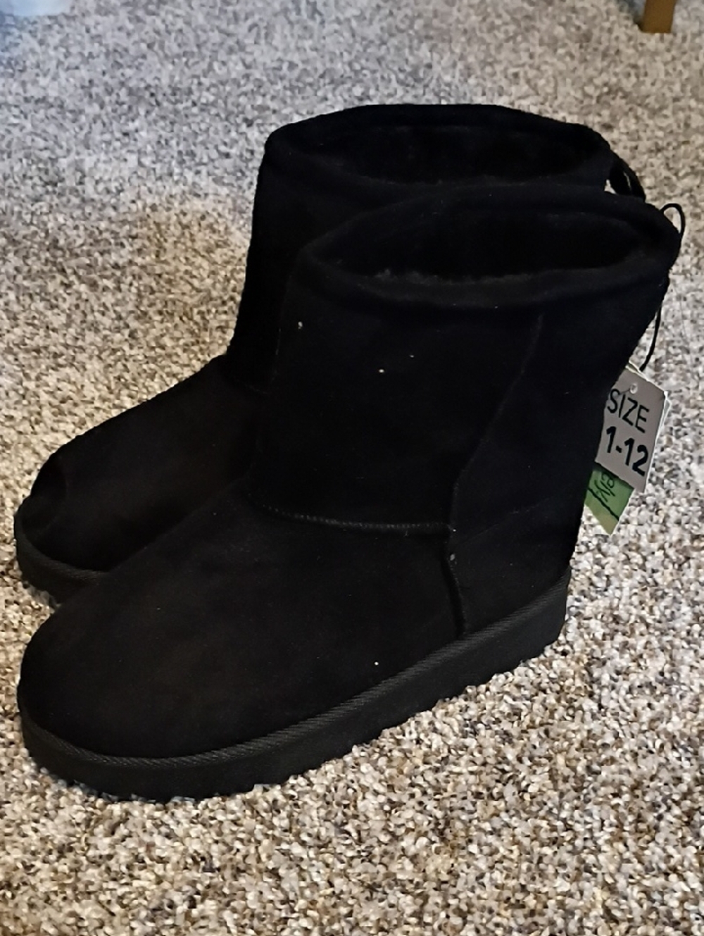 Kids Black Cozy Faux-Suede Winter Boots